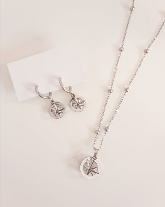 [ BUNDLE ] Collier Boussole (acier ou or) et boucles Boussole (acier seulement) !