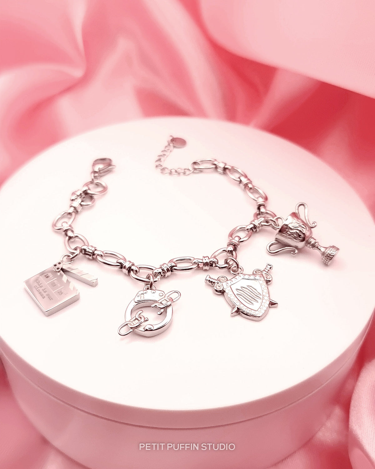Stainless steel kpop bracelet with charms