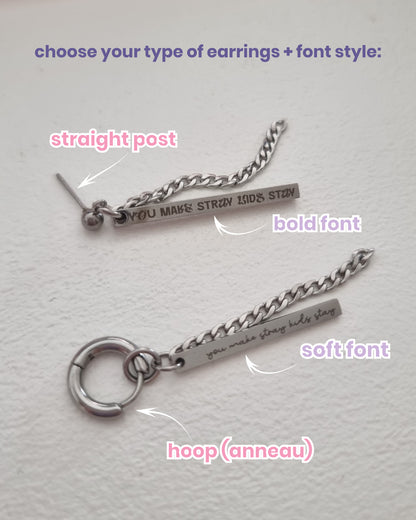 Boucles d'oreilles "fandom" personnalisables !