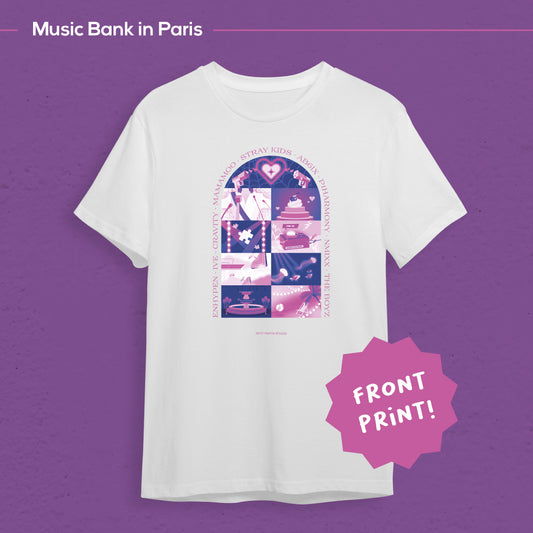Music Bank in Paris - Purple Variant - Organic t-shirt FRONT PRINT