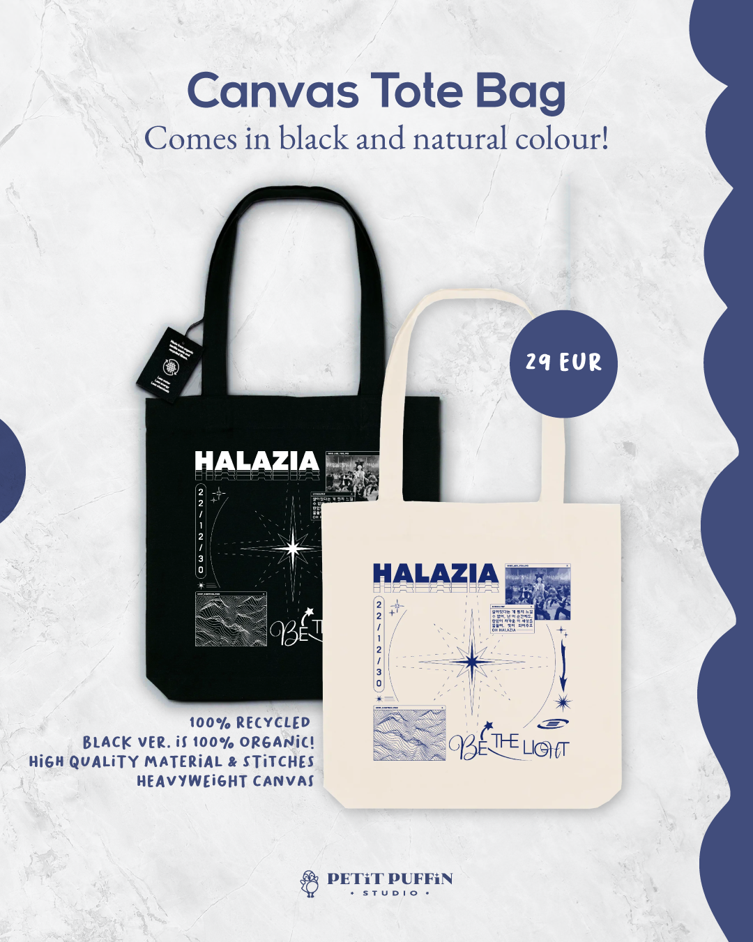 HALAZIA "Be the Light" - Black Tote Bag