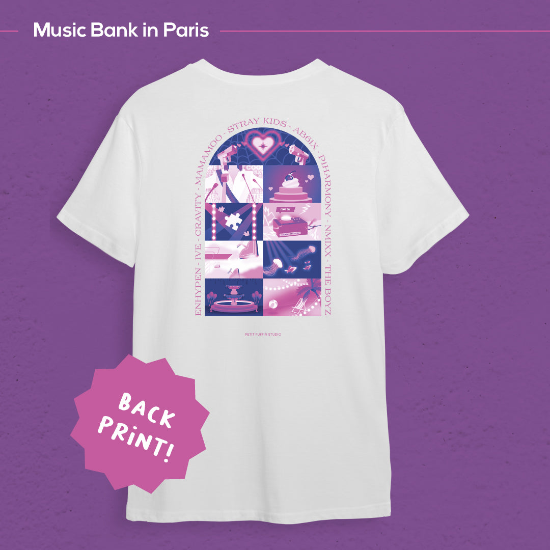 Music Bank in Paris - Purple Variant -  Organic t-shirt BACK PRINT