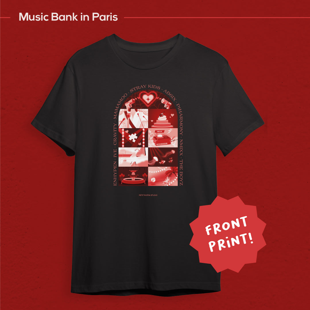 Music Bank in Paris - Red Variant - Organic t-shirt FRONT PRINT