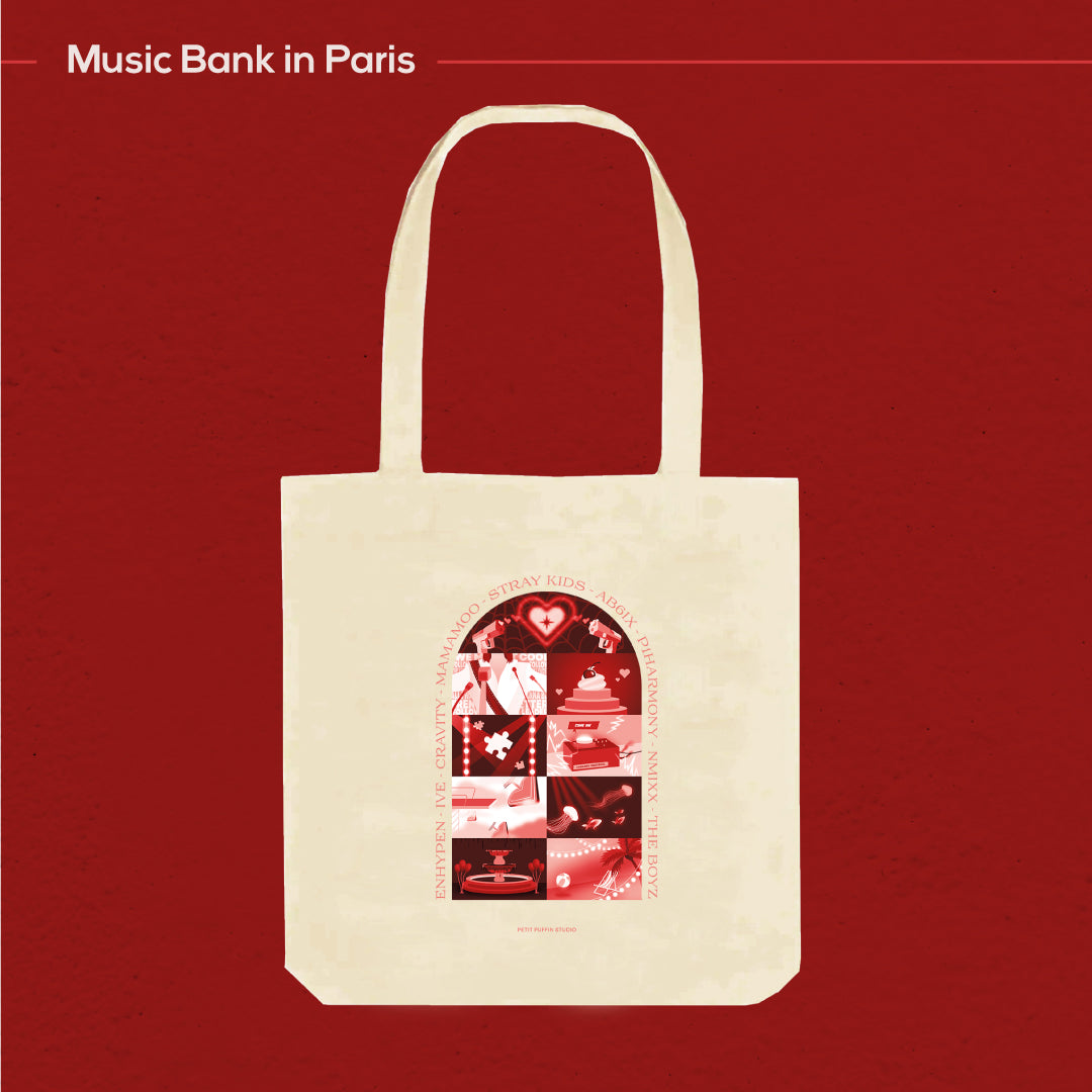Music Bank in Paris - Red Variant - Natural recycled tote bag